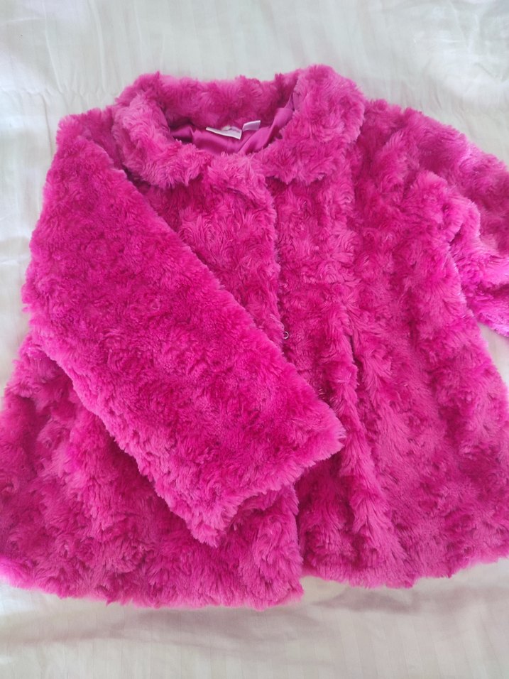 Pembe çocuk  Kürklu Mont - Görsel 5