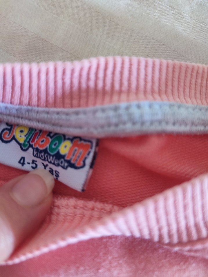 Kız Çocuk Pembe Uzun Kollu Baskılı  elbise - Görsel 4