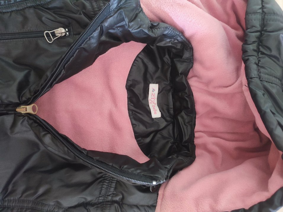 Kapüşonlu, Fermuarlı Siyah kız Çocuk Yelek - Görsel 2