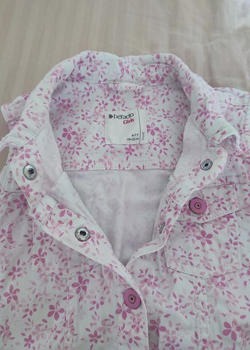 Kız Çocuk Pembe Çiçekli Düğmeli Yelek - Görsel 2