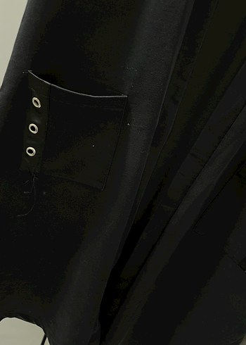 Düğmeli Siyah Midi Kadın Yelek - Görsel 3