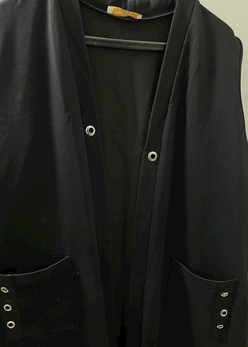 Düğmeli Siyah Midi Kadın Yelek - Görsel 2