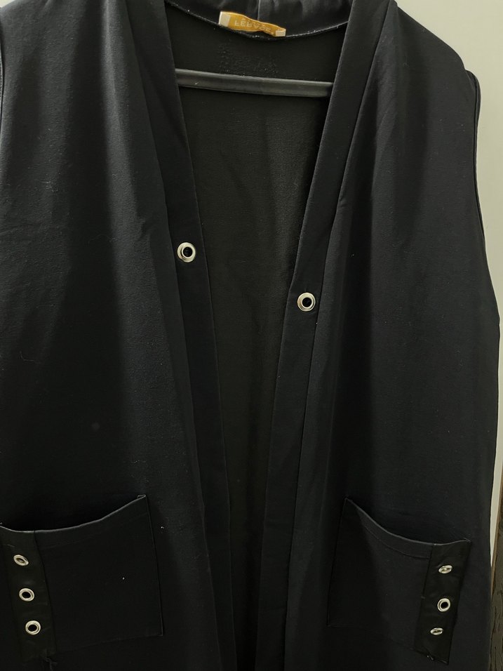 Düğmeli Siyah Midi Kadın Yelek - Görsel 2