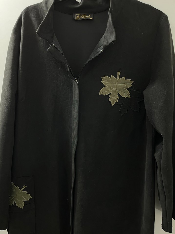 Düğmeli Siyah Süet Kadın Uzun Kaban - Görsel 2