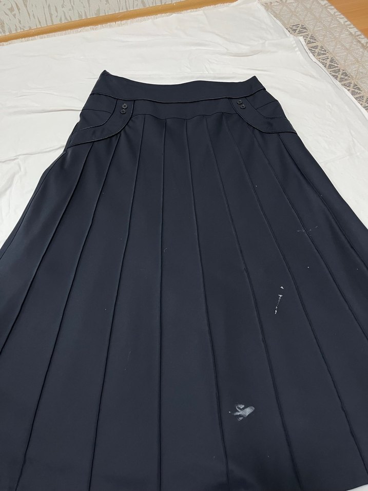 Lacivert Pilili Uzun Kadın Etek - Görsel 3