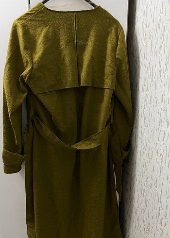 Kadın Haki Uzun Keten Salaş Trençkot - Görsel 3