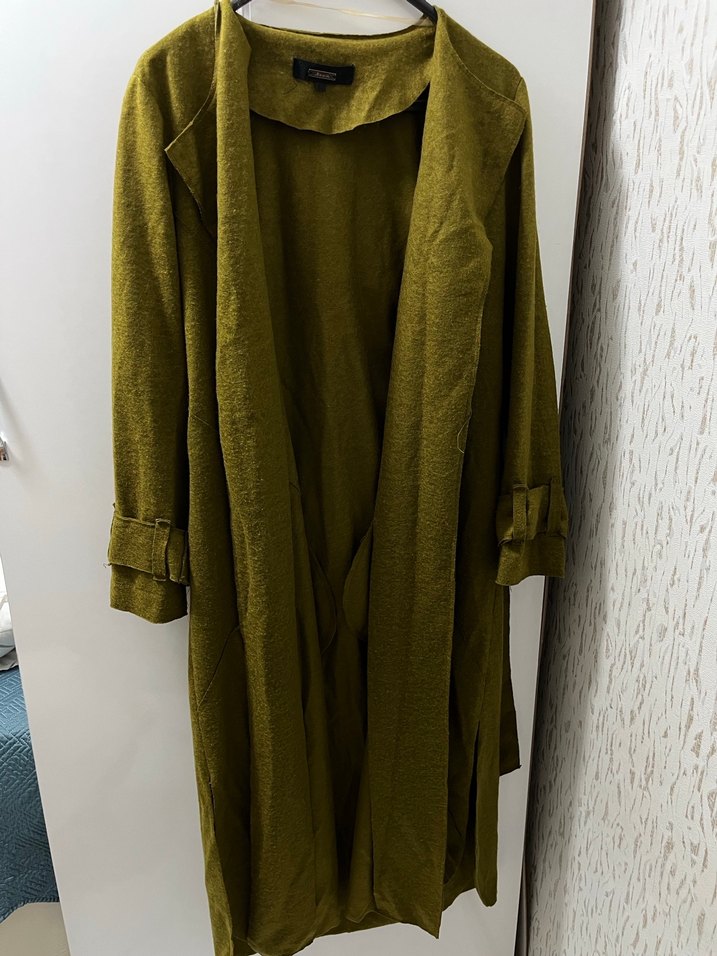 Kadın Haki Uzun Keten Salaş Trençkot - Görsel 2