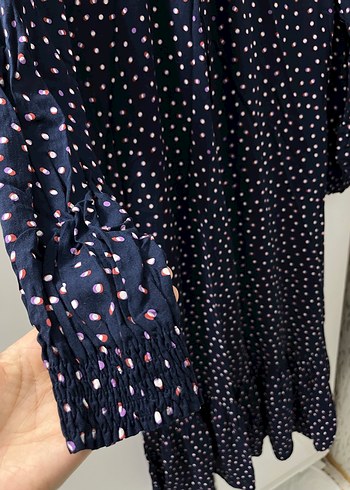 Puantiye Desenli V Yakalı Hamile Bluzu - Görsel 2