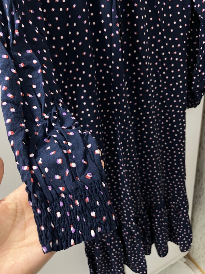 Puantiye Desenli V Yakalı Hamile Bluzu - Görsel 2