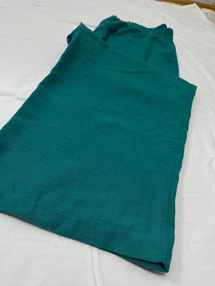 Kadın Yeşil Keten Rahat Kesim Pantolon - Görsel 3