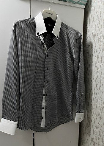 Gri Kareli Uzun Kollu Erkek Gömlek - Görsel 3