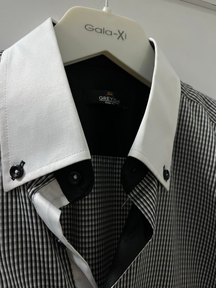 Gri Kareli Uzun Kollu Erkek Gömlek - Görsel 4