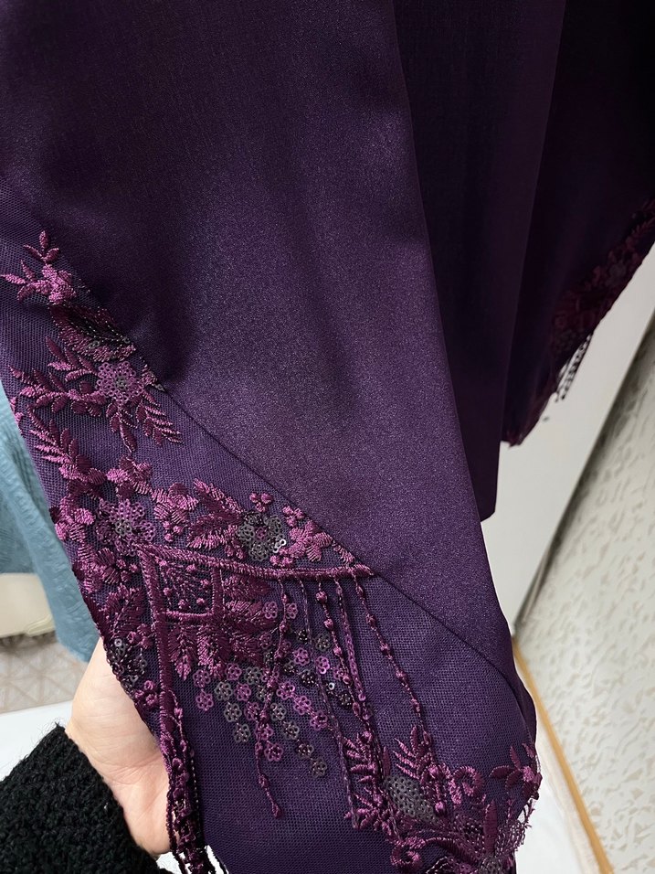 Mor Uzun Kollu Salaş V Yaka Tunik - Görsel 3