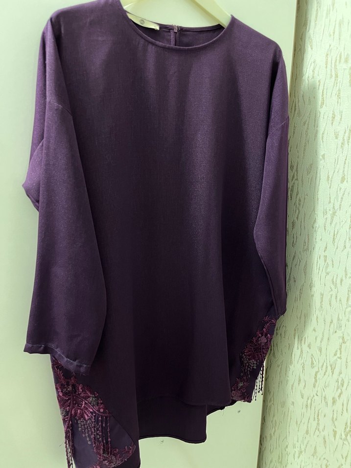 Mor Uzun Kollu Salaş V Yaka Tunik - Görsel 4