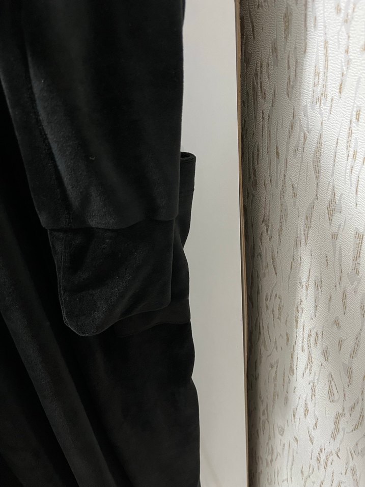 Siyah Kadın Uzun Kollu Salaş kadife Tunik - Görsel 2