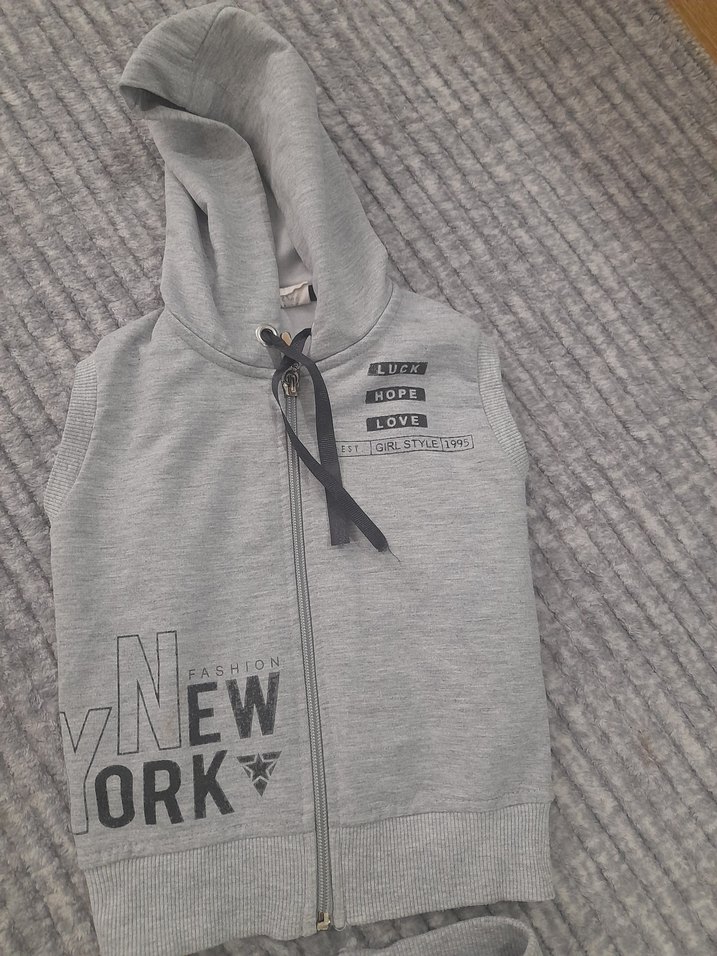 Gri Kapüşonlu kiz cocuk Eşofman Takımı - Görsel 5