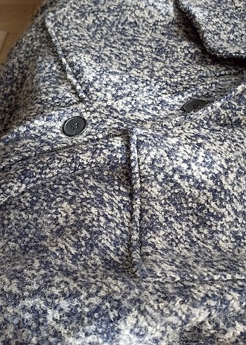 Düğmeli Gri Yün  Midi Kaban - Görsel 5