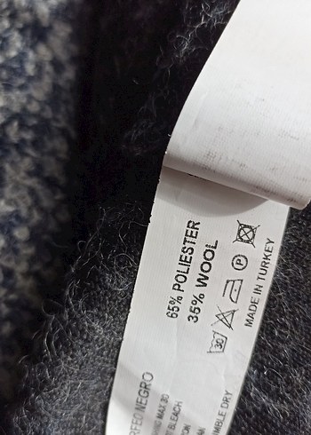 Düğmeli Gri Yün  Midi Kaban - Görsel 7