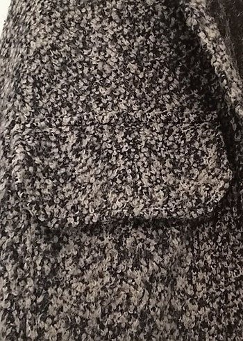 Düğmeli Gri Yün  Midi Kaban - Görsel 4