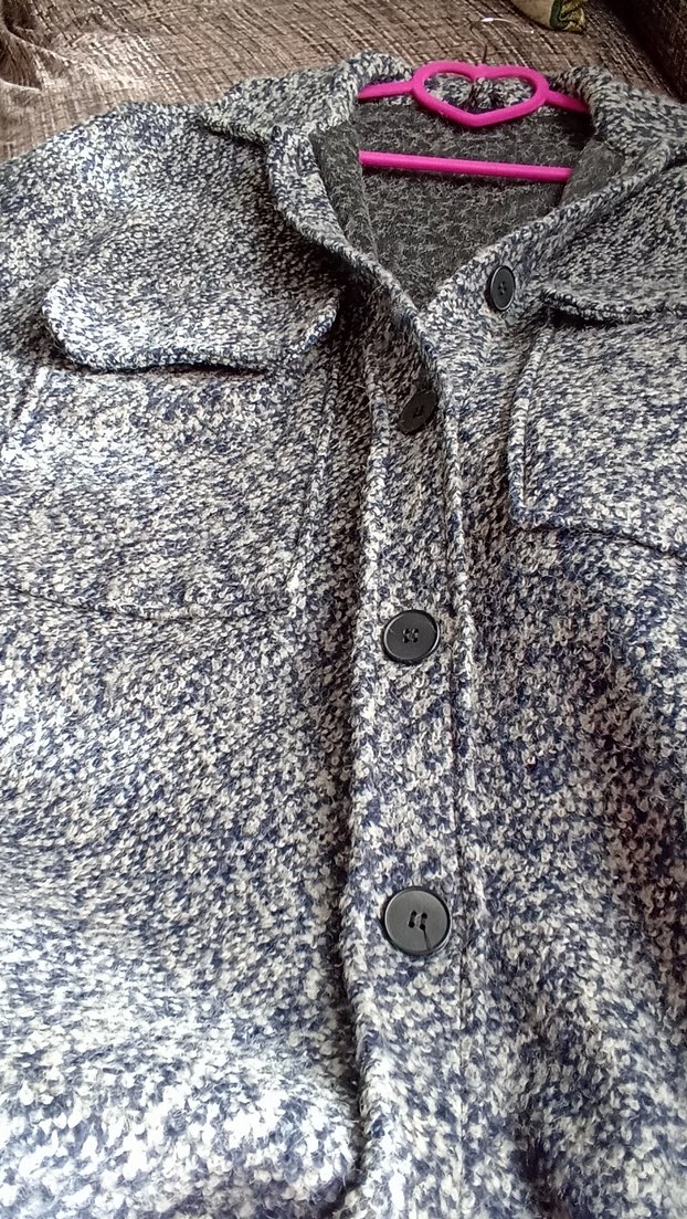 Düğmeli Gri Yün  Midi Kaban - Görsel 3