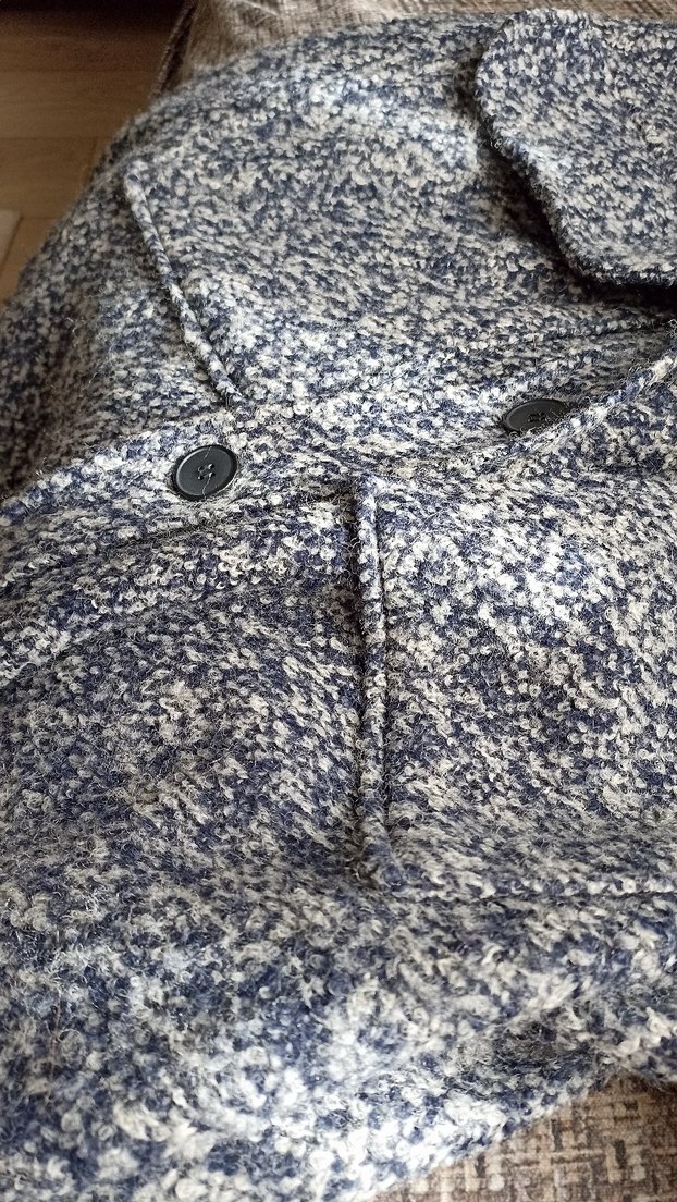 Düğmeli Gri Yün  Midi Kaban - Görsel 5