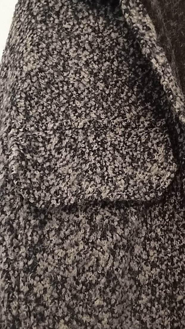 Düğmeli Gri Yün  Midi Kaban - Görsel 4