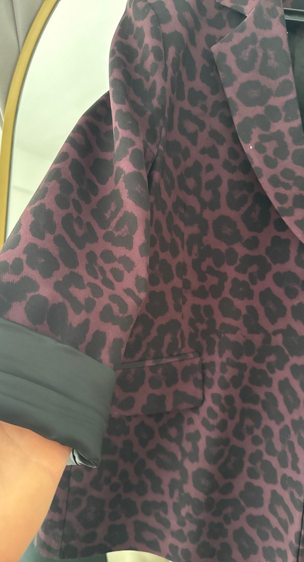 Bordo Desenli Düğmeli Midi Blazer - Görsel 4