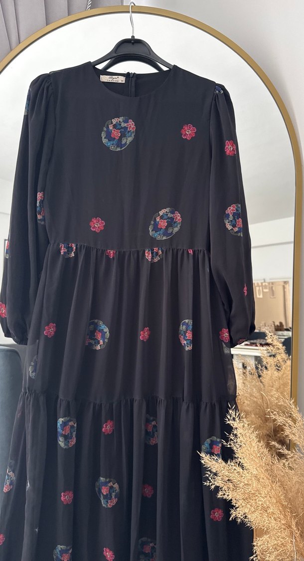 Uzun Siyah Bohem Kadın Elbise - Görsel 3