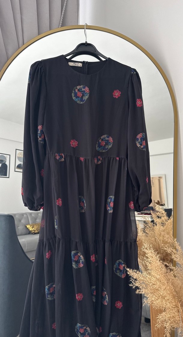 Uzun Siyah Bohem Kadın Elbise - Görsel 4