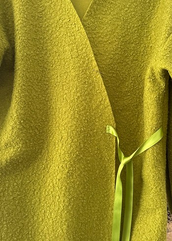 Kadın Yeşil Örgü Yün Kısa Kaban - Görsel 4