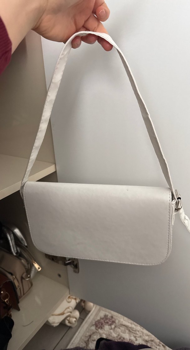 Minimalist Beyaz Deri Kadın Çanta - Görsel 2