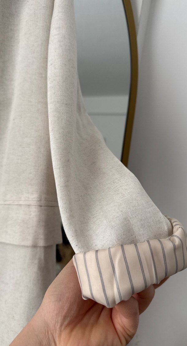 Bej Düğmeli Kadın Keten Blazer Ceket - Görsel 4