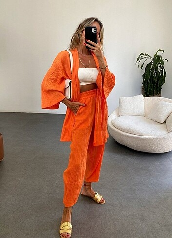 Diğer Premium Kalite Gofre Kimono Takım