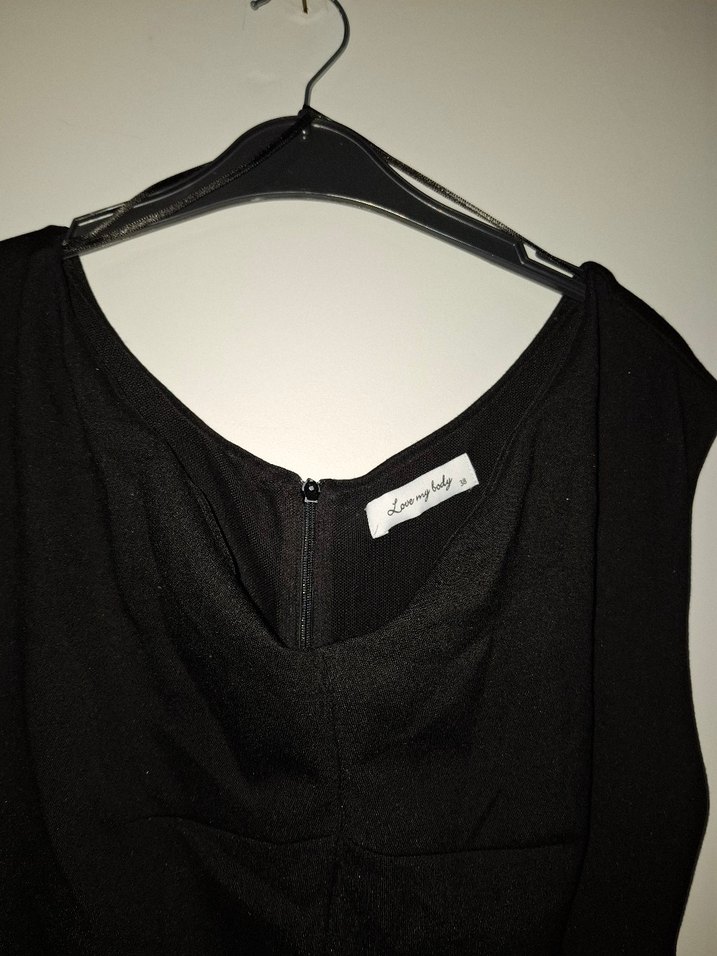 Midi Elbise Siyah V Yaka - Görsel 5