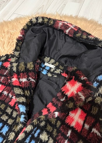 Kapüşonlu Çok Renkli Bohem Kız Çocuk Kaban Ceket Mont - Görsel 2