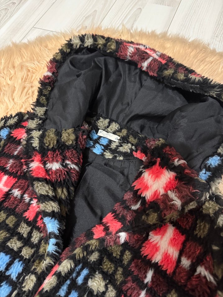 Kapüşonlu Çok Renkli Bohem Kız Çocuk Kaban Ceket Mont - Görsel 2