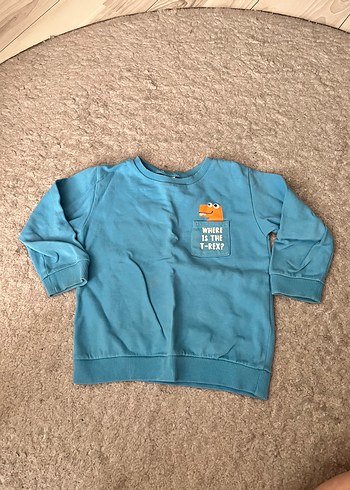 Mavi Erkek Çocuk T-Rex Baskılı Sweatshirt LC WAİKİKİ