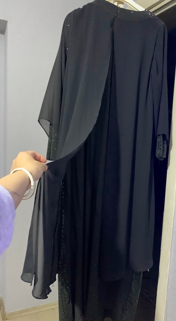 Haki Uzun Drapeli Gotik Kadın Elbise - Görsel 2