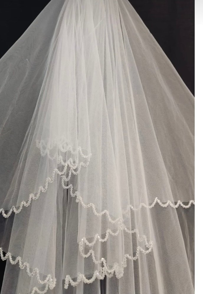 Beyaz Kat  Dantelli Duvak - Görsel 2