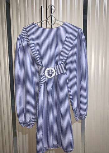 Mavi Çizgili Uzun Kollu Kadın Gömlek - Görsel 2