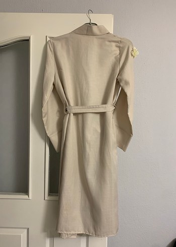 Bej Nakışlı Uzun Bohem Kadın pamuk keten kimono - Görsel 4