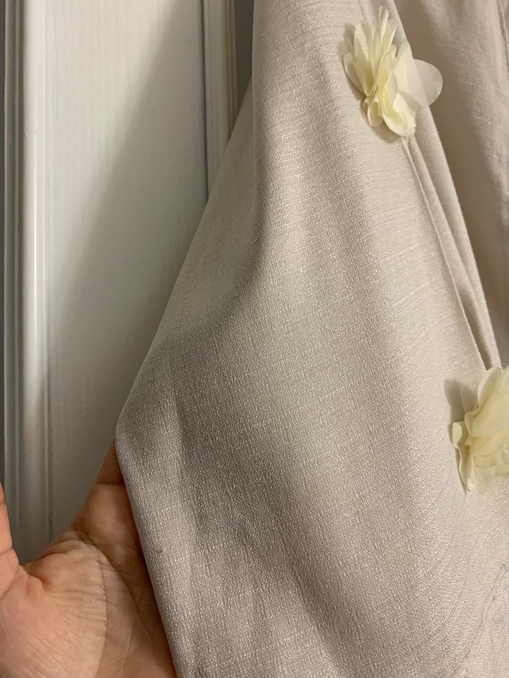 Bej Nakışlı Uzun Bohem Kadın pamuk keten kimono - Görsel 5