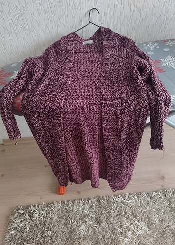 38 Beden Bordo Örgü Bohem Kadın Hırka