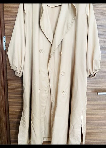 Bej Kadın Uzun Trençkot Düğmeli - Görsel 7