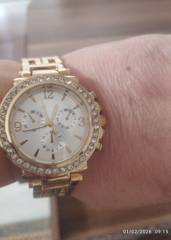 Kadın Parlak Altın Kemerli Saat - Görsel 7