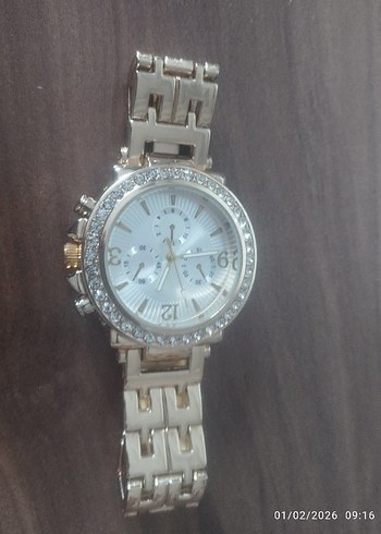 Kadın Parlak Altın Kemerli Saat - Görsel 5