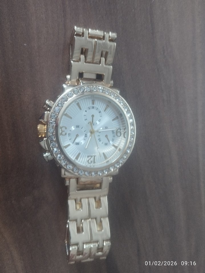 Kadın Parlak Altın Kemerli Saat - Görsel 5