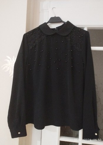 Uzun Kollu Siyah Gotik Gömlek - Görsel 4