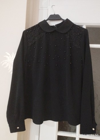 Uzun Kollu Siyah Gotik Gömlek - Görsel 6