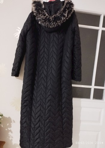 Siyah Uzun Kadın Kışlık Mont - Görsel 15